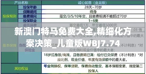 新澳门特马免费大全,精细化方案决策_儿童版WBJ7.74