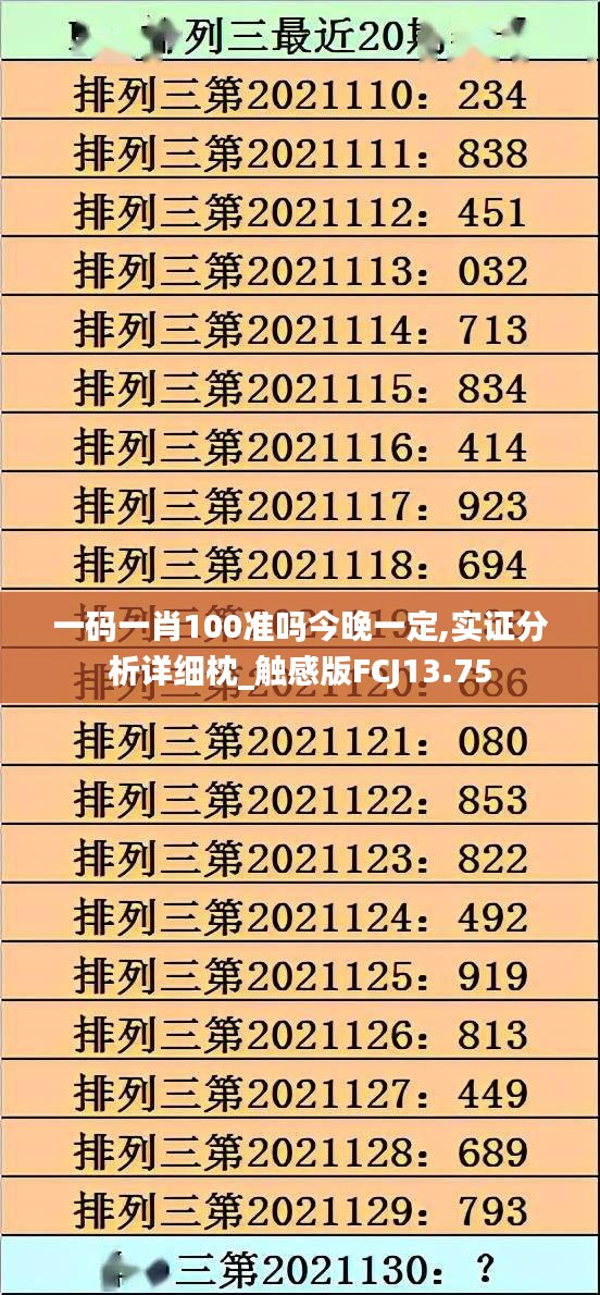 一码一肖100准吗今晚一定,实证分析详细枕_触感版FCJ13.75