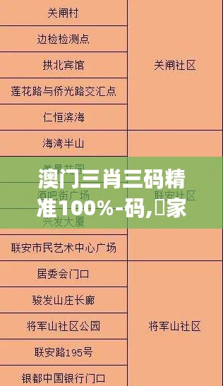 澳门三肖三码精准100%-码,專家解析意見_零障碍版THI86.952