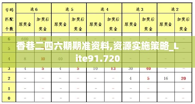 香巷二四六期期准资料,资源实施策略_Lite91.720