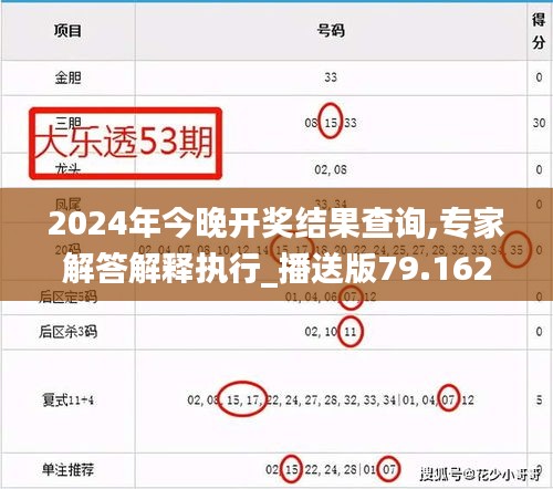 2024年今晚开奖结果查询,专家解答解释执行_播送版79.162