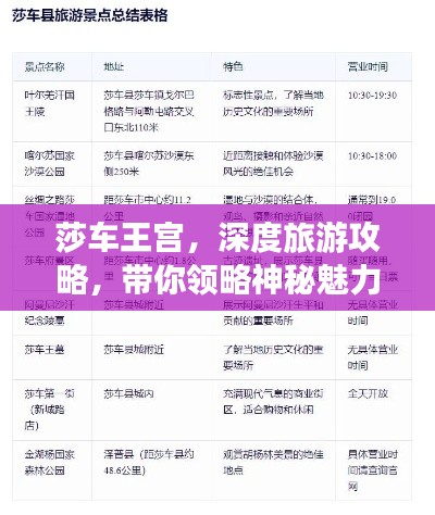 莎车王宫，深度旅游攻略，带你领略神秘魅力之旅！